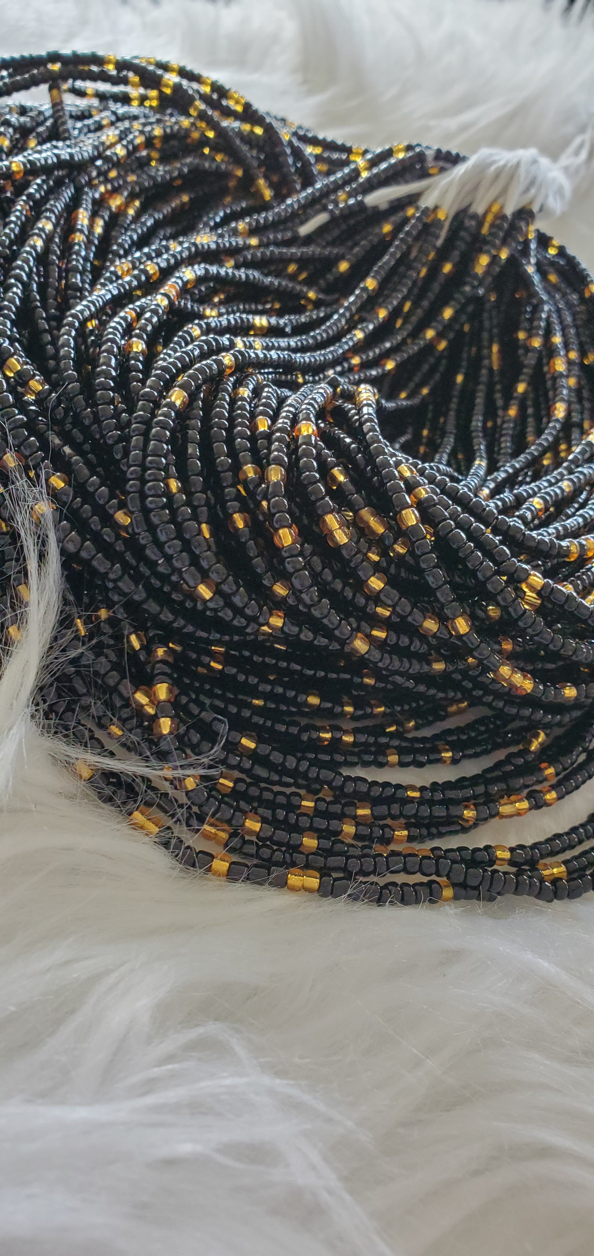 Black and Gold Tie on Waist Beads