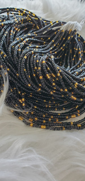 Black and Gold Tie on Waist Beads