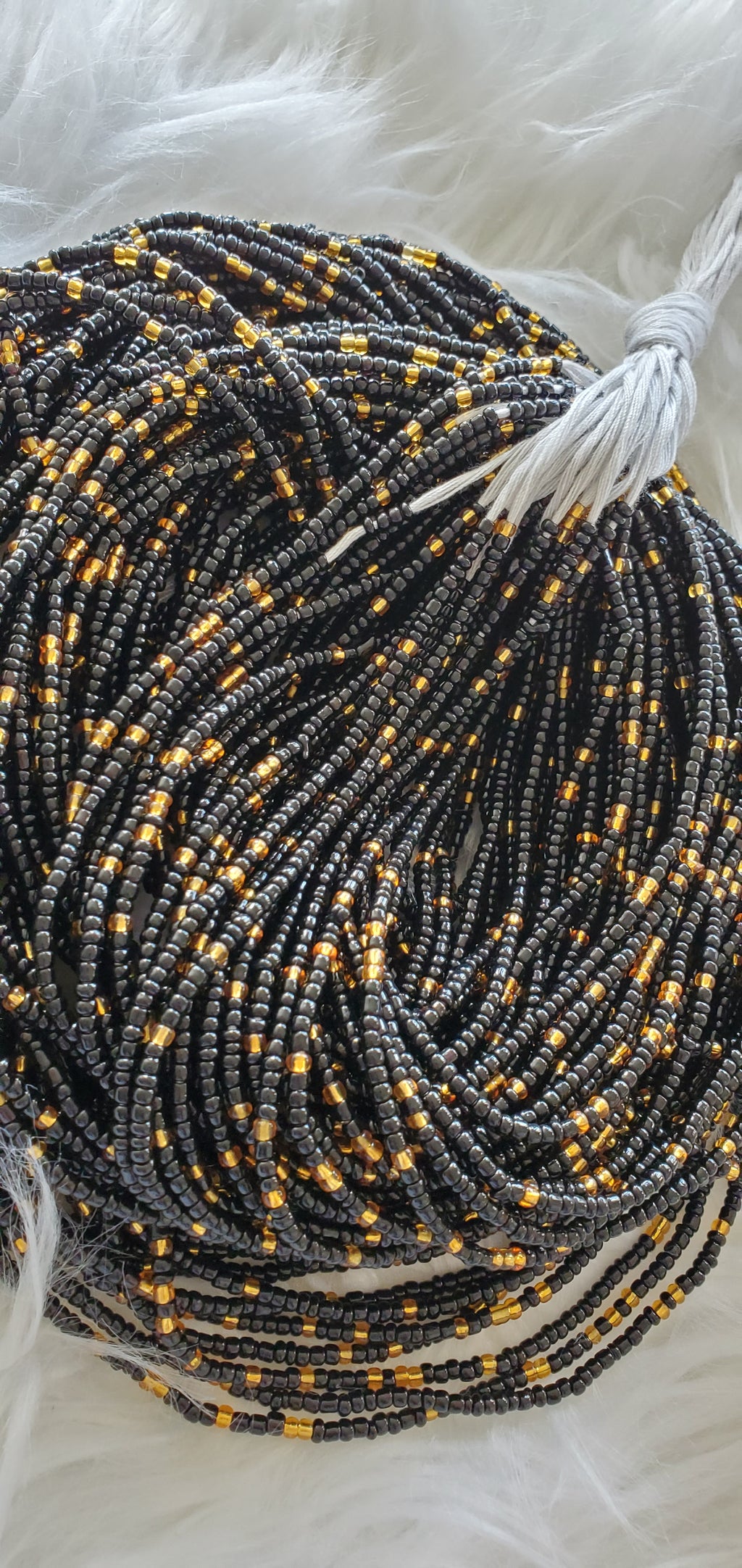 Black and Gold Tie on Waist Beads