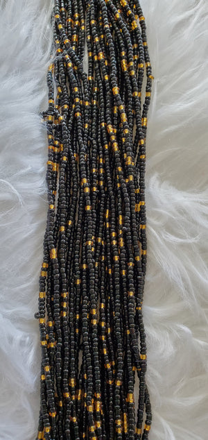 Black and Gold Tie on Waist Beads