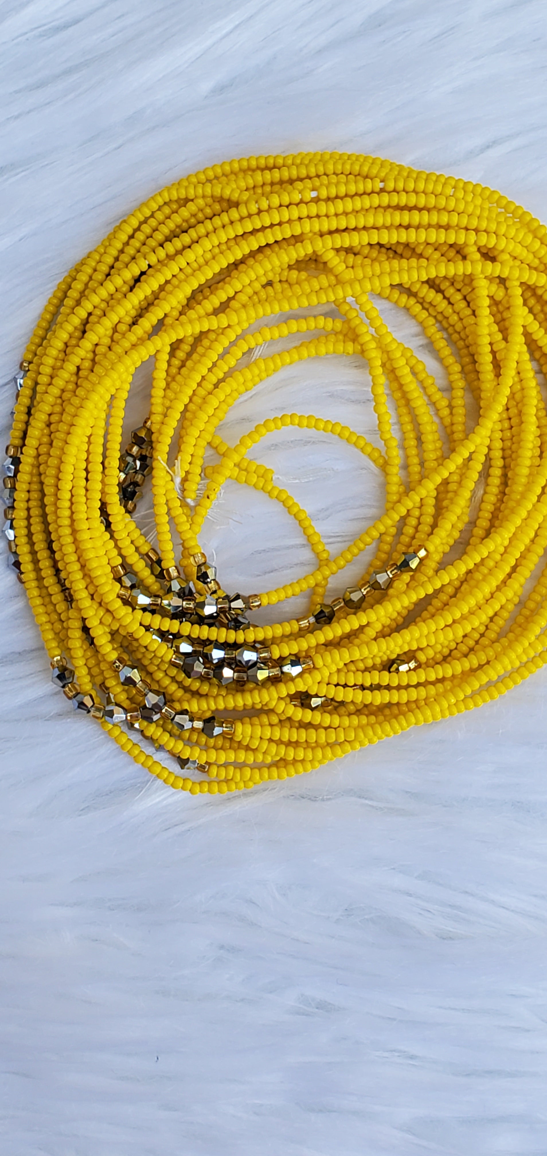 Yellow gold crystal tie on waistbeads