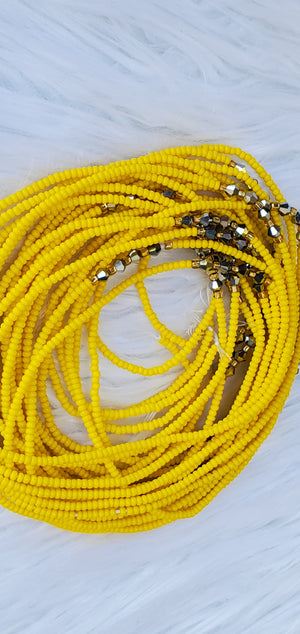 Yellow gold crystal tie on waistbeads