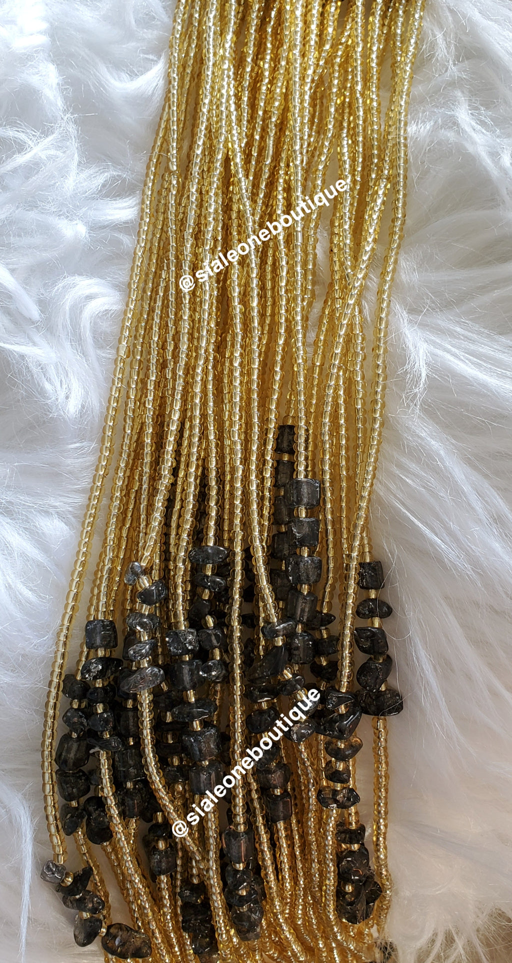 Gold Beads with Black Stones