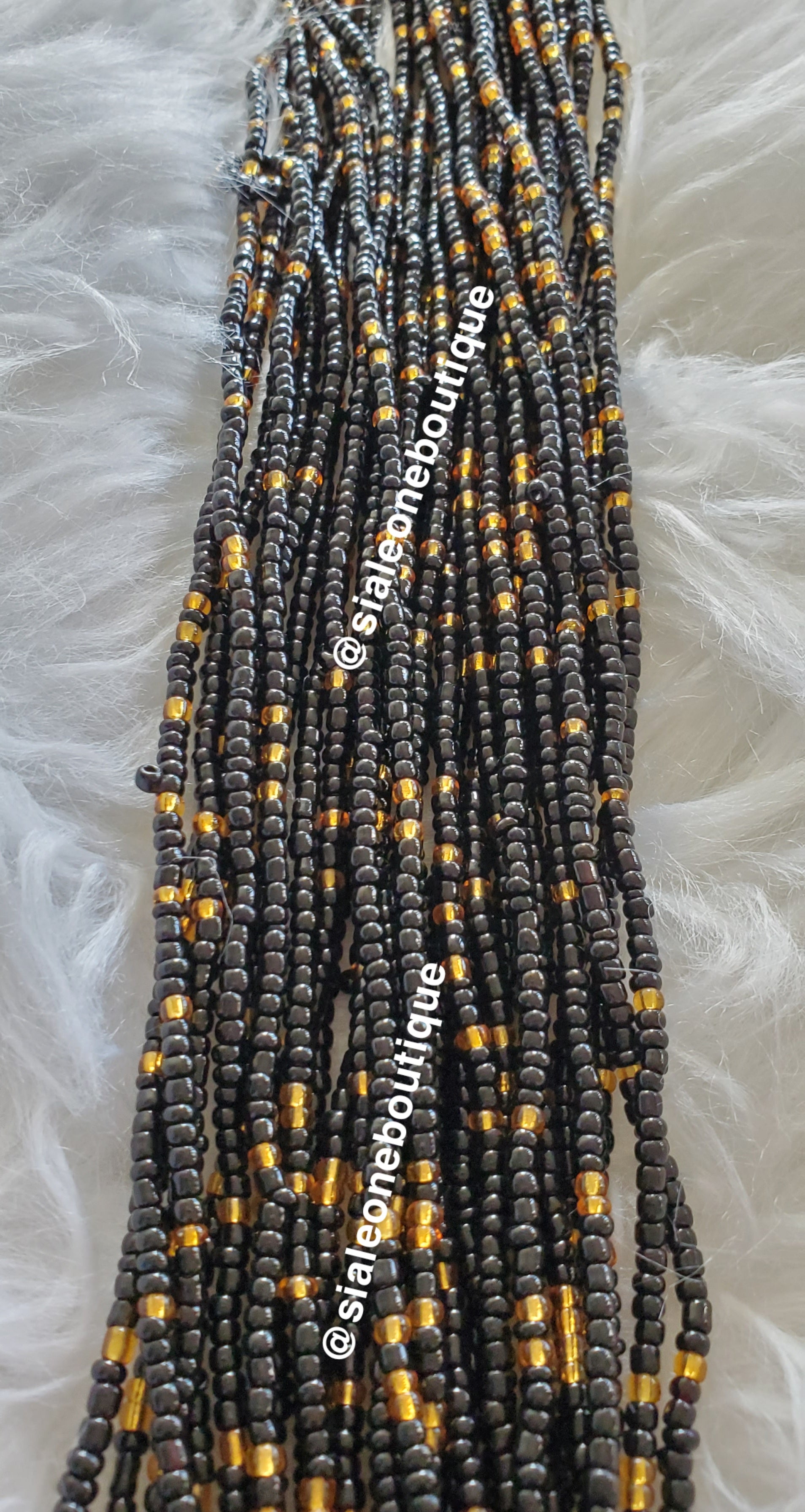 Black and Gold Tie on Waist Beads